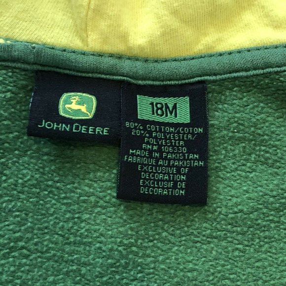 John Deere Toddler Boys Zip Up Sweatshirt Jacket Hoodie With Pockets Size 18M - Picture 7 of 7